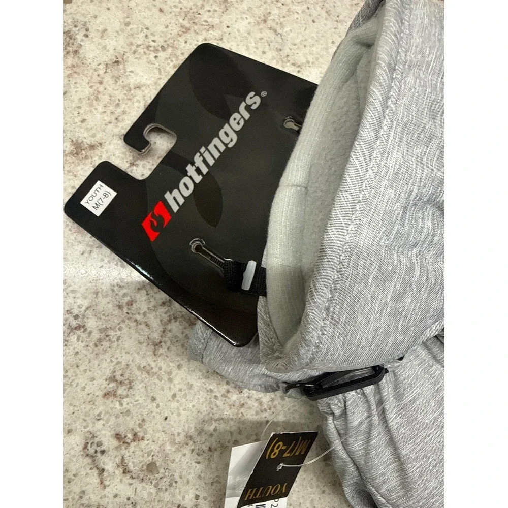 Hotfingers Flurry II Jr Gloves Youth Medium 7-8 Heather Grey Waterproof Winter‎